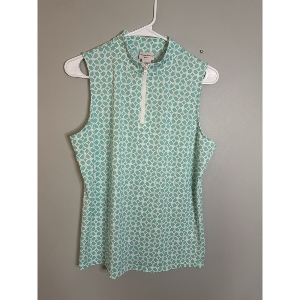 Tommy Bahama Women's Active Aqua White Top Sleeveless Size L UPF 50